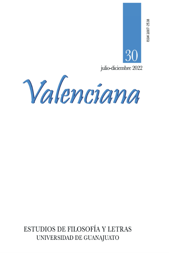 					Ver Núm. 30 (2022): Valenciana, julio-diciembre 2022
				
